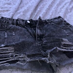 SHEIN Black Distressed Jean Shorts